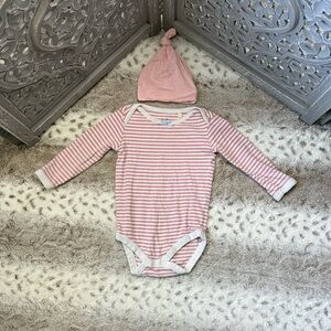 Mini Boden pink and white striped onesie 18-24 months pastel girlhoodcore winter